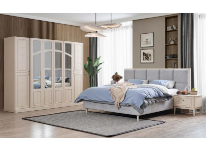 Designer Schlafzimmer Set Bett 2x Nachttische Kleiderschrank Neu und Luxuriös