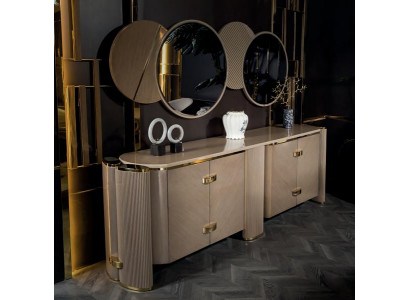 Sideboard mit Spiegel Wohnzimmer Einfarbig Möbel Luxus Design Einrichtung metall