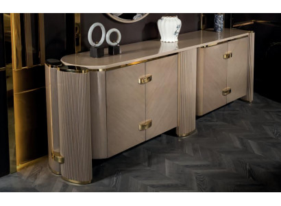 Sideboard Wohnzimmer Einfarbig Möbel Luxus Design Einrichtung metall Beige Holz