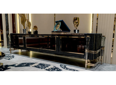 TV Lowboard Wohnzimmer Mit Türen Freistehend JVMöbel Braun Holz Edelstahl Modern