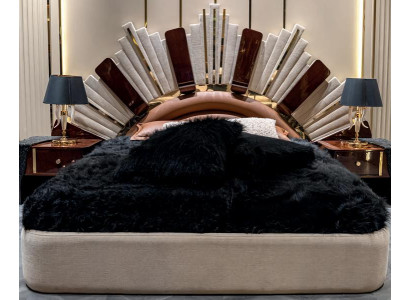 Bett Betthaupt Moden Schlafzimmer Erwachsene Helles Holz Beige JV Möbel Neu