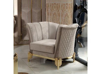 Sessel Modern Beige Wohnzimmer Jugendliche Erwachsene Holz 1-Sitzer Polster Neu
