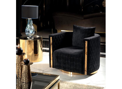 Sessel Gold Design Luxus Wohn Zimmer Möbel Erwachsene Holz 1-Sitzer Polster Neu