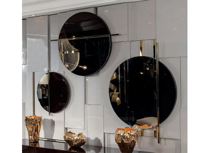 Spiegel Rund Wohnzimmer Möbel Luxus Design Einrichtung Braun  Holz Wandmontage