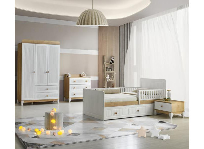 Bett Nachttisch Kommode Kleiderschrank 4tlg.Schlafzimmer Set Design Modern Luxus