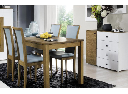 Esszimmer Modern Set Esstisch + 4x Stühle Designer Luxuriöses Kommode