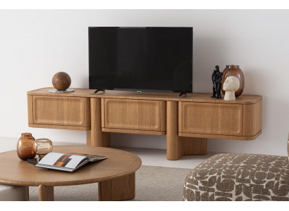 Brauner TV-Schrank, Modern, Freistehend, 3 Türen, 240x49x57 cm