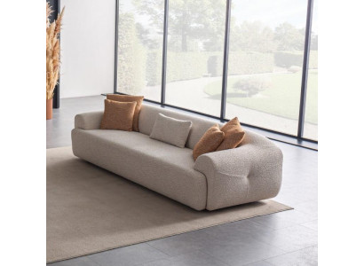 Grau Sofa, 3-Sitzer, Modern, Mit Kissen, Textil, 256x103x72 cm