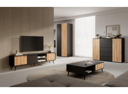 Wohnzimmer Holzmöbel Couchtisch Modern TV-Lowboard Luxuriöses Schrank Set 4tlg