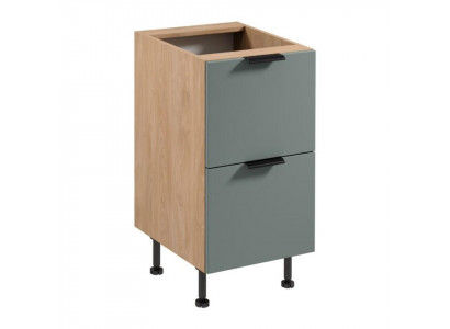 Küchenschrank Schrank Unterschrank 2 Schubladen Einbauküche Beige-Grau
