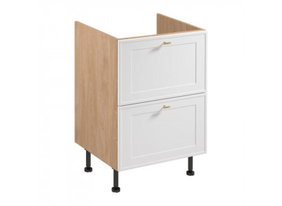 Küchenschrank 2 Schubladen für Induktionskochfeld-Einbau Beige Weiß