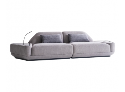 Grauer 4-Sitzer Designer Wohnzimmer Polstercouch Edle Textilsofas
