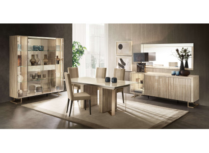 Schönes Esszimmer Set 8 tlg (Esstisch+4x Stühle+Vitrine+Konsole+Spiegel)