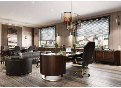 Schwarze Arbeitszimmer Möbel Moderner Schreibtisch Konsole 2x Sessel