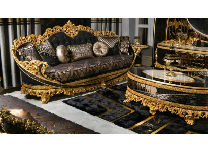 Klassische Schwarz-Goldene Möbel Designer Sofa Sideboard Sessel Tisch