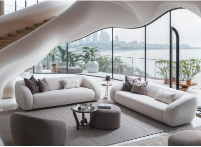 Weiße moderne 3-Sitzer-Sofas aus Holz, elegantes Design