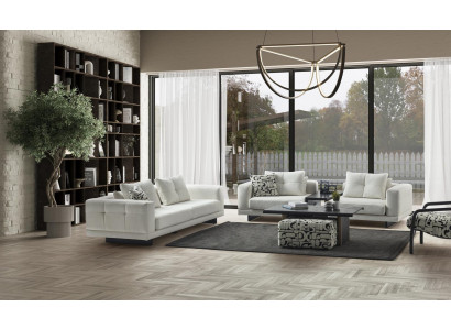 Weiße Textil-Polster-Sofasatz aus Holz für modernes Wohnzimmer