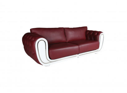 Luxuriöses Chesterfield Rotes Sofa Wohnzimmer Dreisitzer Ledercouch