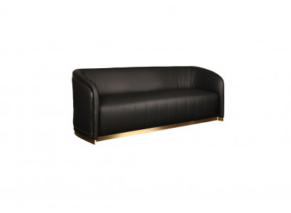 Stilvolle Schwarze Dreisitzer Couch Wohnzimmer Designer Ledersofas