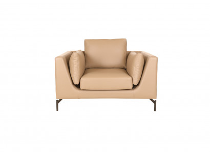 Stilvoller Beiger Ledersessel Wohnzimmer Loungesessel Sitzmöbel