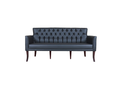 Elegante Schwarze 3-Sitzer Couch Wohnzimmer Textil Sofa Holzrahmen
