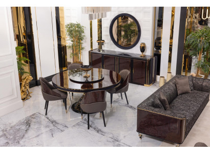 Moderne Schwarz-Braune Esszimmergarnitur Designer Tisch Sideboard