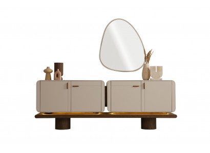 Stilvolle Konsole Designer Wohnzimmer Holzmöbel Edler Spiegel