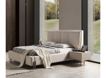 Stilvolles Schlafzimmer Set Polsterbett Robuste Holz Nachttische