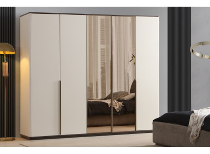 Moderner Beiger Holzschrank Schlafzimmer Glasschrank Edle Möbel