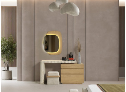 Schminktisch mit Spiegel Braun Konsole Holz Schlafzimmer Hochwertig Möbel
