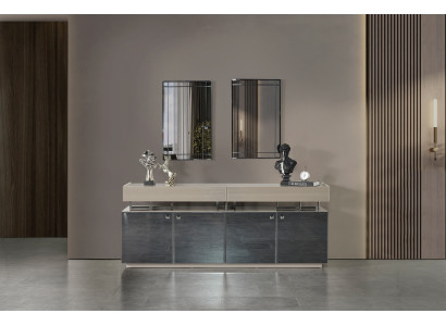 Exklusive Graue Holzkonsole Wohnzimmer Designer Möbel Sideboard