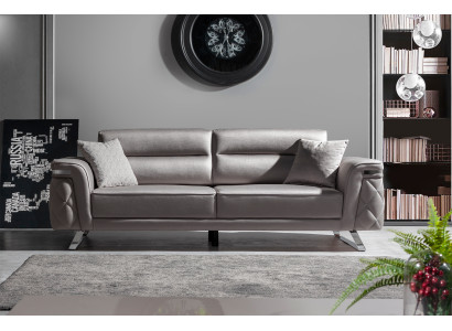 Exlusiver Grauer 3-Sitzer Wohnzimmer Sitzcouch Luxuriöse Möbel