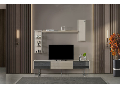 Exklusives Beiges TV-Lowboard Designer Wohnzimmer Holz TV-Schrank