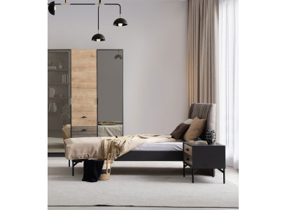 Komplette Braue Schlafzimmer Einrichtung Bett Holz Nachttische
