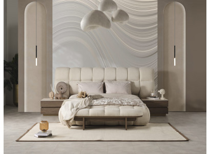 Schlafzimmer Set Doppelbett Beige 2x Nachttische Luxus Einrichtung modern