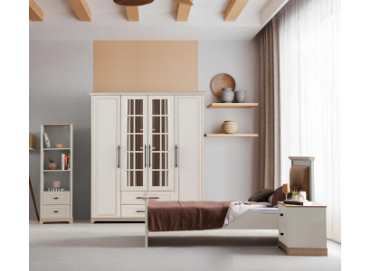 Weiße Jugendzimmer Möbel Designer Bett Stauschrank Bücherregal
