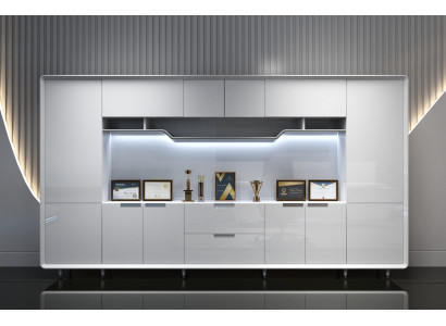 Geräumiger Weißer Büroschrank im modernen Design 360x45x200 cm