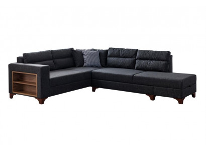 Hochwertiges Ecksofa mit stabilem Holzrahmen und integrierten Ablageflächen
