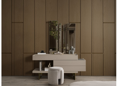Schminktisch mit Spiegel schlichter Stil Gemütlichkeit Hocker Beige Hochwertig