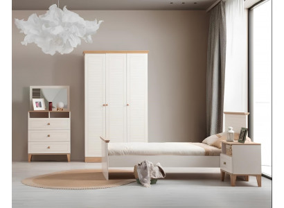 Komplettes Schlafzimmer Set Edles Bett Holzschrank Schminktisch