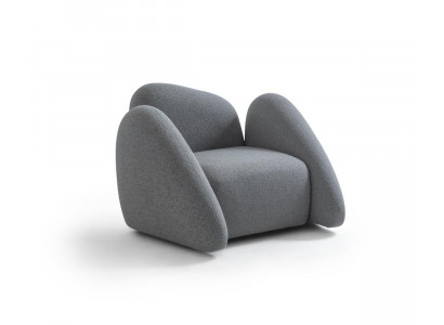 Grauer Polstersessel Designer Wohnzimmer Textil Möbel Einzelsessel
