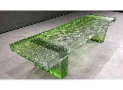 Grüne transparente Bank Bank aus Epoxidharz Designerbank Epoxidharzmöbel