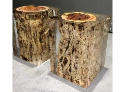 Transparenter Tisch aus Epoxidharz Hocker aus Epoxidharz Designertisch