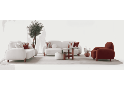 Wohnzimmer Set (Sofagarnitur 3+3+1) mit klaren Formen und angenehmer Haptik.