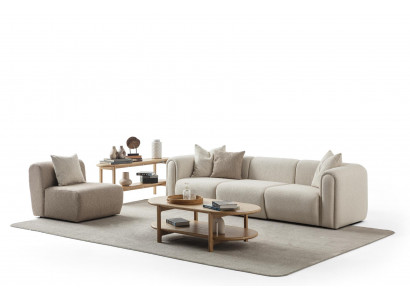 Moderne Beige Couchgarnitur Edler 4-Sitzer Polstersessel 2tlg Set