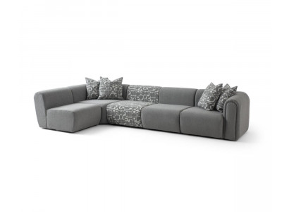 Graues Ecksofa Wohnzimmer L-Form Polstercouch Designer Sitzsofa