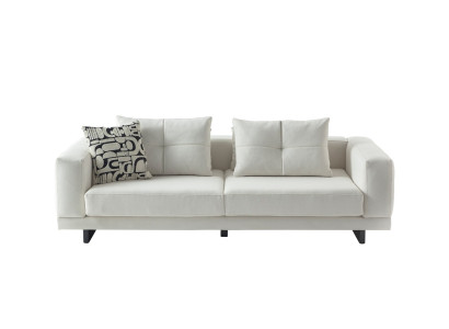 Bequmer Weißer 3-Sitzer Luxuriöse Wohnzimmer Polstercouch Textilsofa