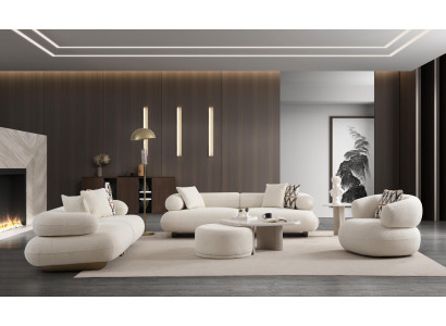 Luxuriöses Möbel Set Designer Sofa Edler Sessel Couchtisch -3tlg.