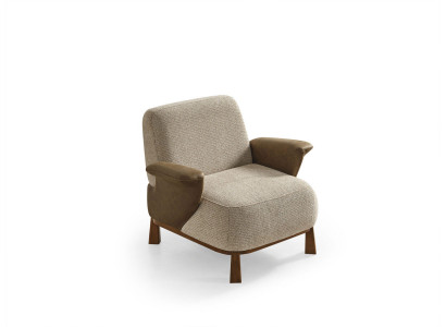 Moderner Beiger Polstersessel Designer Wohnzimmermöbel Holzrahmen
