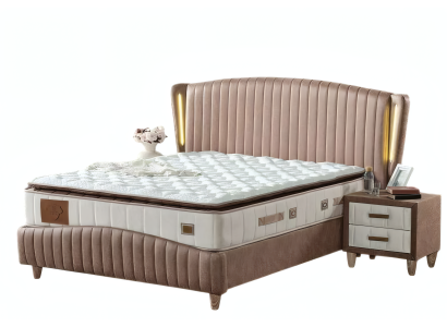 Elegantes Schlafzimmermöbel-Set mit Bett Matratze 2x Nachttische Komplettset